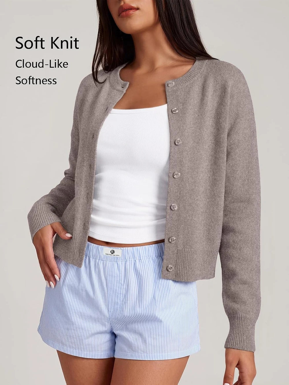 Cropped Knit Cardigan