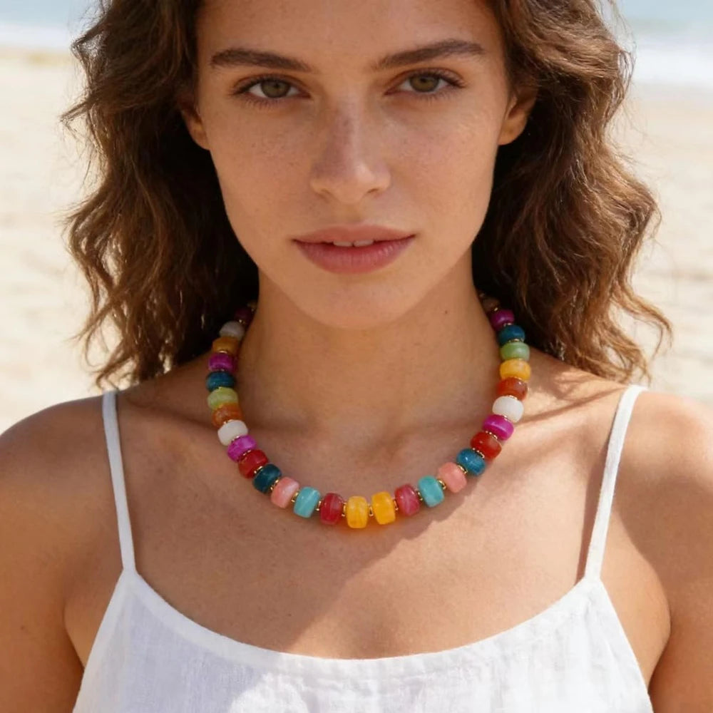 Chunky Resin Beaded Boho Necklace