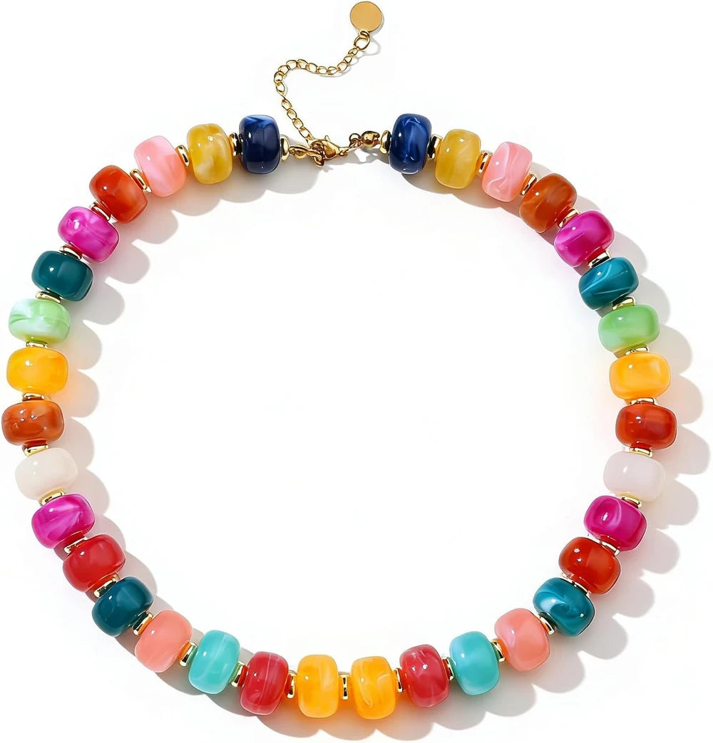 Chunky Resin Beaded Boho Necklace