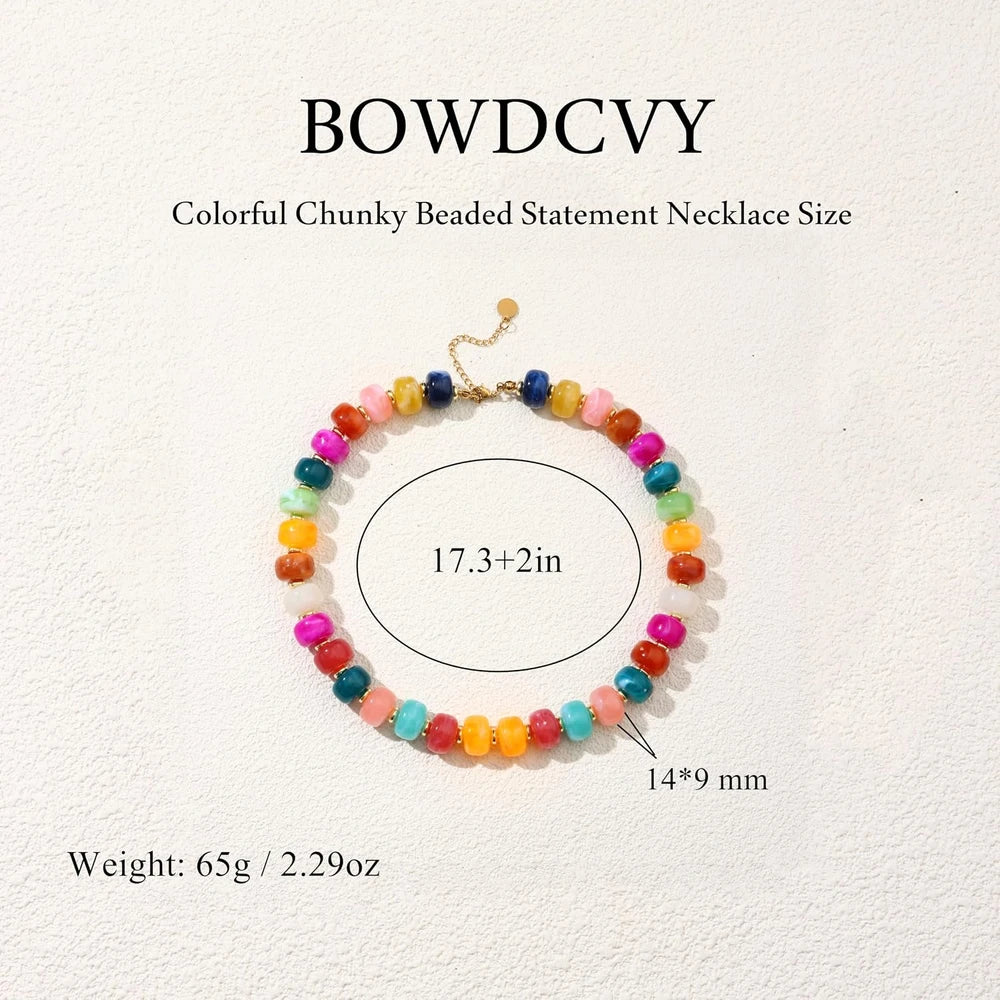 Chunky Resin Beaded Boho Necklace
