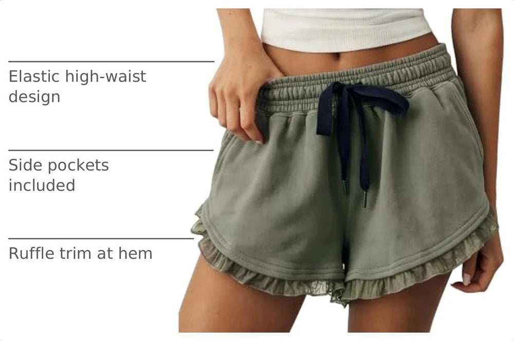 Pure Cotton Ruffle Hem Lounge Shorts