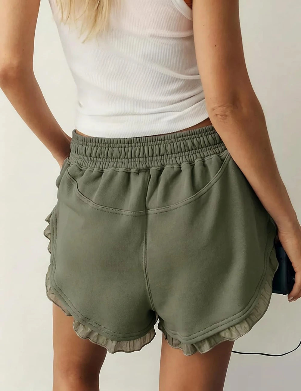 Pure Cotton Ruffle Hem Lounge Shorts