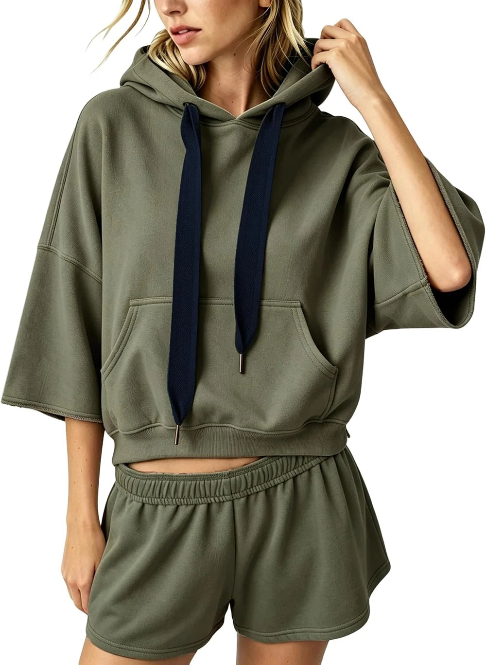 Megfie Cropped Sleeve Hoodie