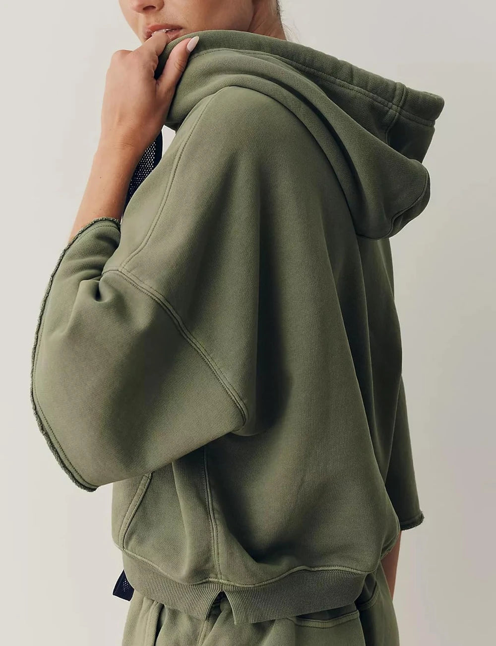 Megfie Cropped Sleeve Hoodie
