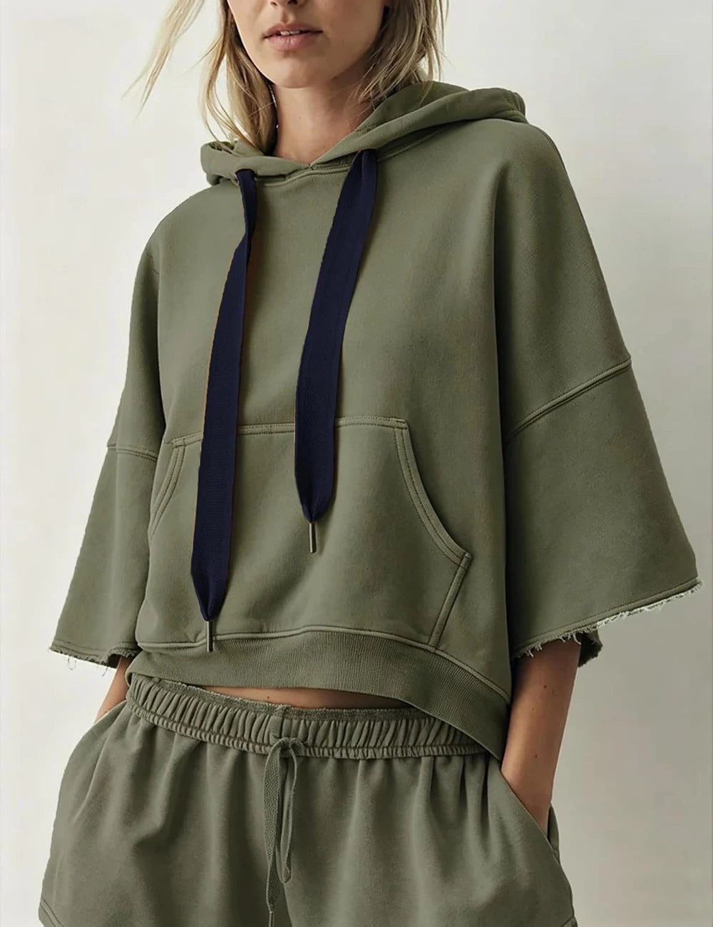 Megfie Cropped Sleeve Hoodie