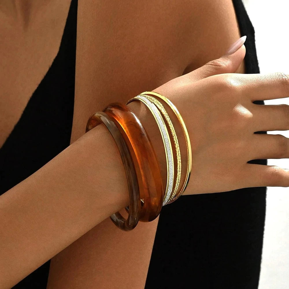 Chunky Resin Statement Bangle Set